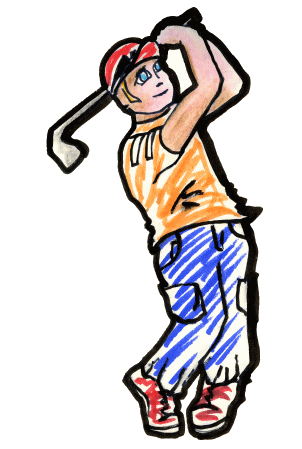 Golfer, golf, golfspielen, golfspieler, golfplatz, comics, komiks, komik, comic, kinderkomiks, kindercomics von Christine Dumbsky