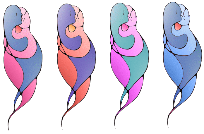 Herzen, Herz, liebende, lovers, verliebte, verliebt, abstrakt, abstrakte verliebte, verschlungene figuren, abstrakte figuren, Comicherzen, comicherz, Heart, hearts, love hearts, liebesherzen by Christine Dumbsky