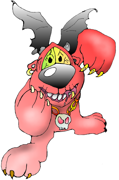 teufel, teufelchen, teufelb�r, teufelb�rchen, teufelbaer, teufelbaerchen, mausebaer, mauseb�r, rot, totenkopfkette, fledermausfl�gel, rotes teufelchen, red devil, red devil bear, comic, comics, kinderkomiks, kindercomics, mascott, maskottchen, illustration, illustrationen von Christine Dumbsky